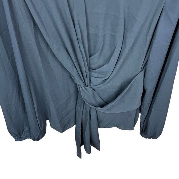 Inc International Concepts Blouse V Neck Black Draped Front Women Size Large - Picture 5 of 15